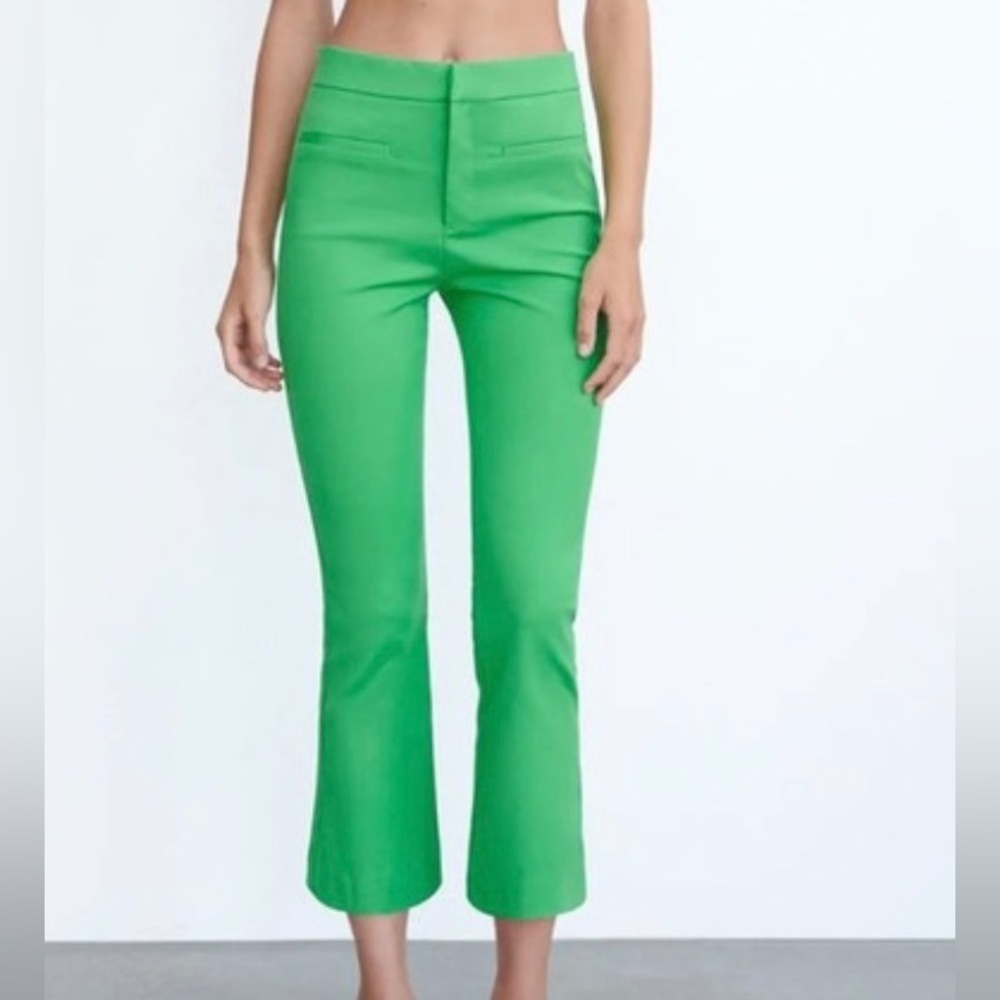 Green zara mini flare pants